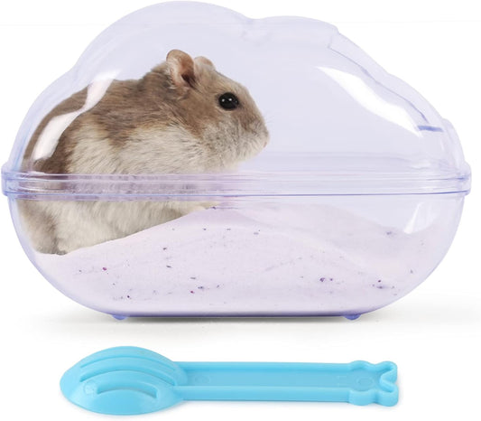 BUCATSTATE Hamster Sand Bath Container Hideout Hamster Toilet with Scoop Set Dust Bath Accessories for small animal,Gerbil,Syrian Hamster,Mouse,Rat (Purple, Medium)