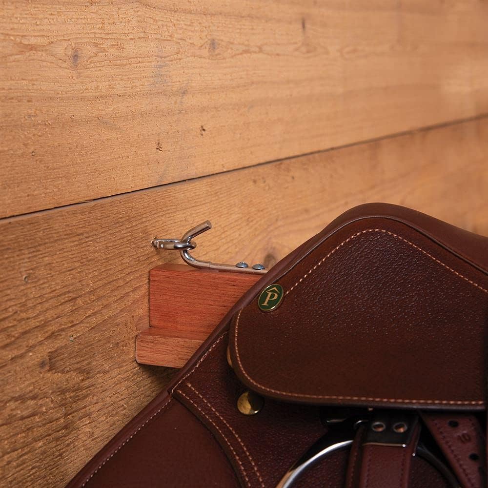 Collapsible Wooden English Saddle Rack | 18" Length | Easy to Mount | Folds Down Not Used | Fits Shorter Skirted Western Horse Saddles | Natural Pine Finish