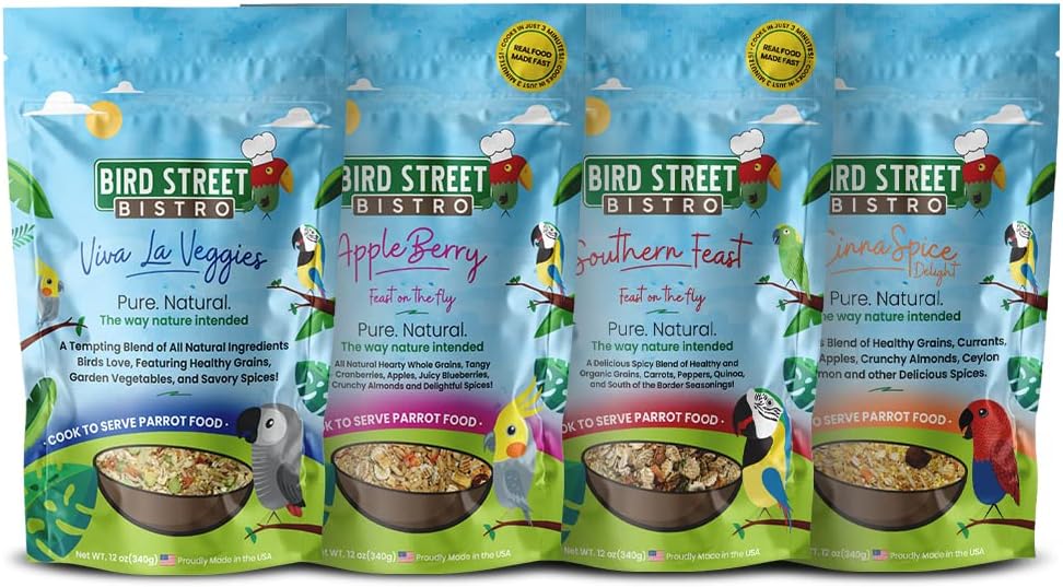 Parrot Food Sample Pack Cooks in as Little as 3 to 15 min | All Natural & Organic Grains and Legumes, Healthy Fruits, Vegetables, and Spices - No Fillers or Additives