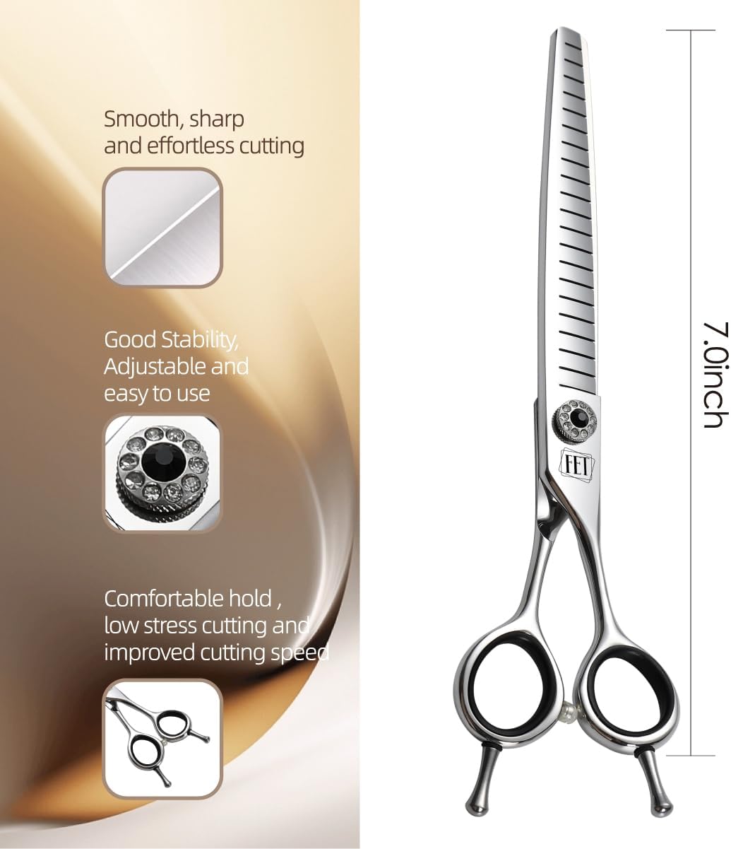 Dog Grooming Scissors: 7 inch Pet Fluffy Shears Made Of Japanese 440C Advanced Stainless Steel Professional Grooming Scissors for Dogs Cats and Other Pets