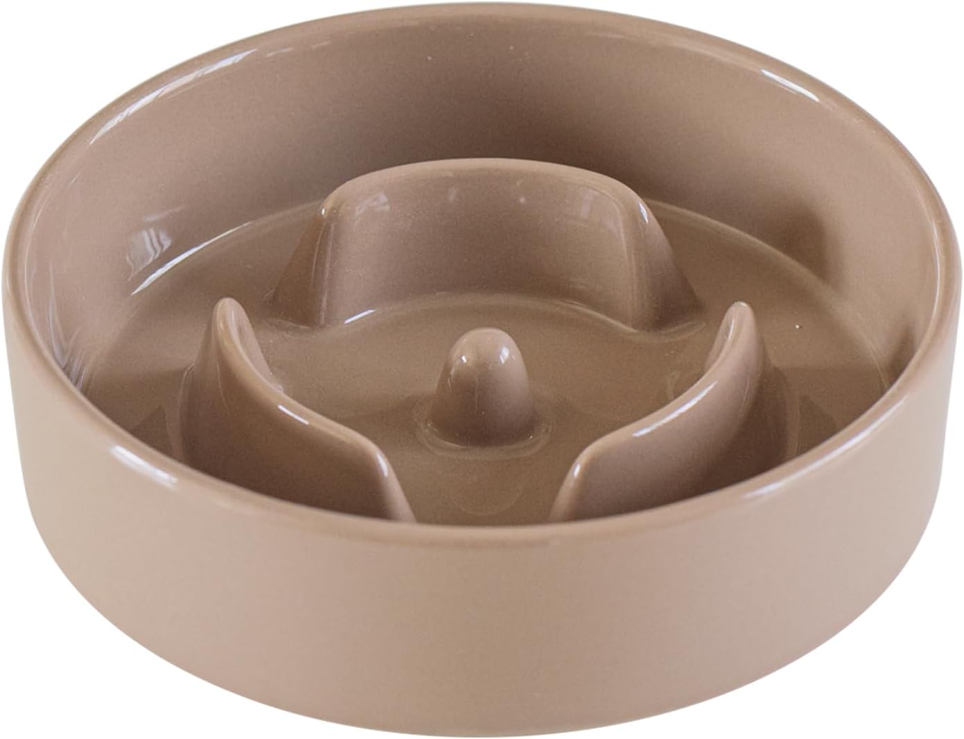 6.1inch Dog Bowl Slow Feeder Ceramic for Small Dog, Pet Slow Feeder, Stop Bloat, Preventing Choking(Single Bowl-Brown Coffee)