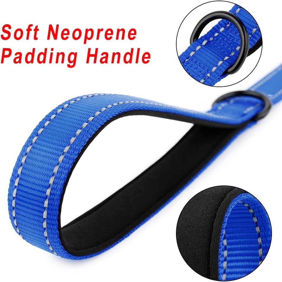 PLUTUS PET Short Training Dog Leash with Padded Handle for Medium Large Dogs,18 Inch Heavy Duty Strong Traffic Leash with Carabiner Clip for Climbing Walking or Guiding Blind(18”，Royal Blue)