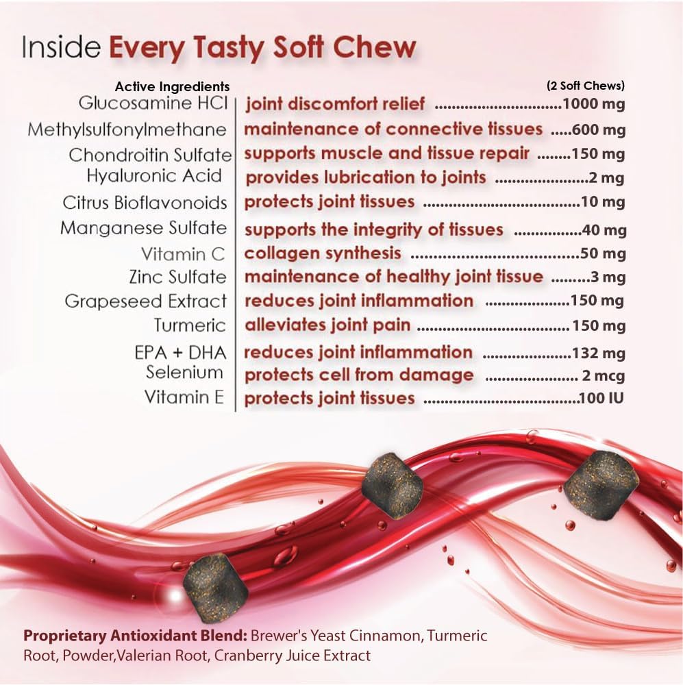 PHS Joint MAX Triple Strength (TS) Chewable Tablets for Dogs - Glucosamine, Chondroitin, MSM - Vitamins, and Antioxidants - Hip and Joint Pain Relief and Support Supplement - Made in USA - 120 Tablets