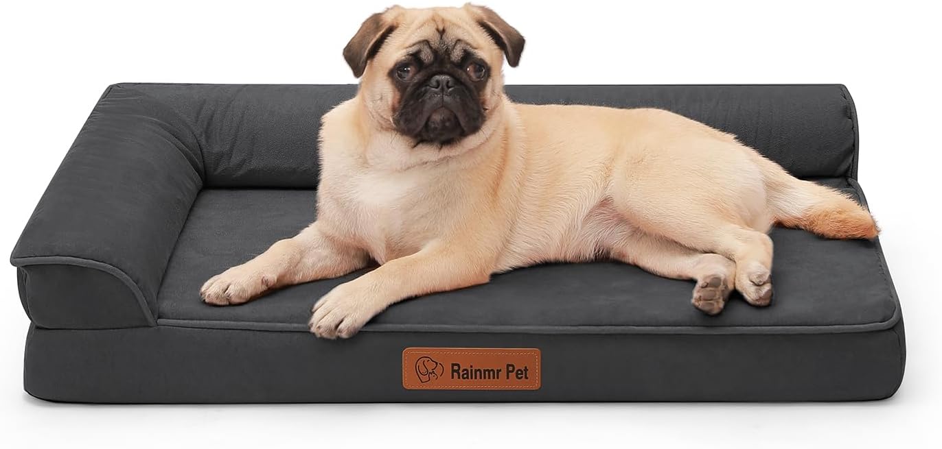 Upgraded Small Dog Bed, 3" Memory Foam with Waterproof Liner, Chew Resistant Microsuede Cover, Removable and Washable, for Indoor, Outdoor, and Car Use, Nonskid Base, 30x20 Inches S Dark Grey