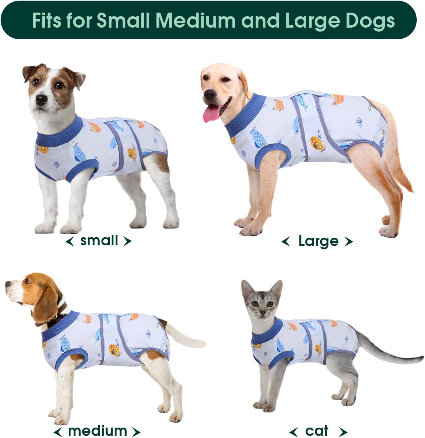 Kuoser Recovery Suit for Dogs Cats After Surgery, Professional Pet Recovery Shirt Dog Abdominal Wounds Bandages, Substitute E-Collar & Cone,Prevent Licking Dog Onesies Pet Surgery Recovery Suit