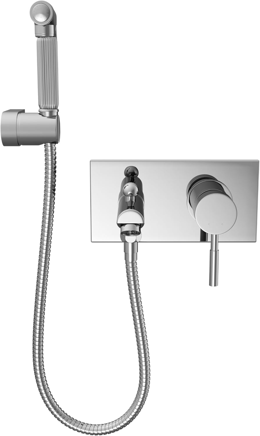 Laurel Mountain Odie 36" x 27" x 36" AcrylX Alcove Center Drain One-Piece Pet Shower in White with Hand-Held Sprayer in Chrome