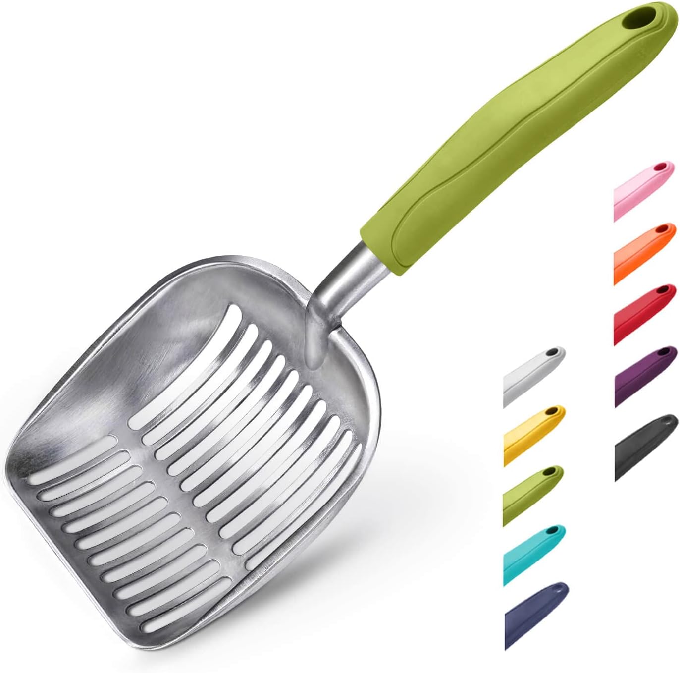 WePet Cat Litter Scoop, Aluminum Alloy Sifter, Kitty Metal Scooper, Deep Shovel, Long Handle, Poop Sifting, Kitten Pooper Lifter, Durable, Heavy Duty, for Litter Box