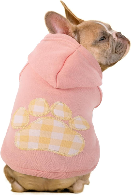 SAWMONG Dog Hoodie,Flannel Pet Hooded Sweater with Hat Puppy Pullover Sweater Shirt,Dog (Pink,2XL)