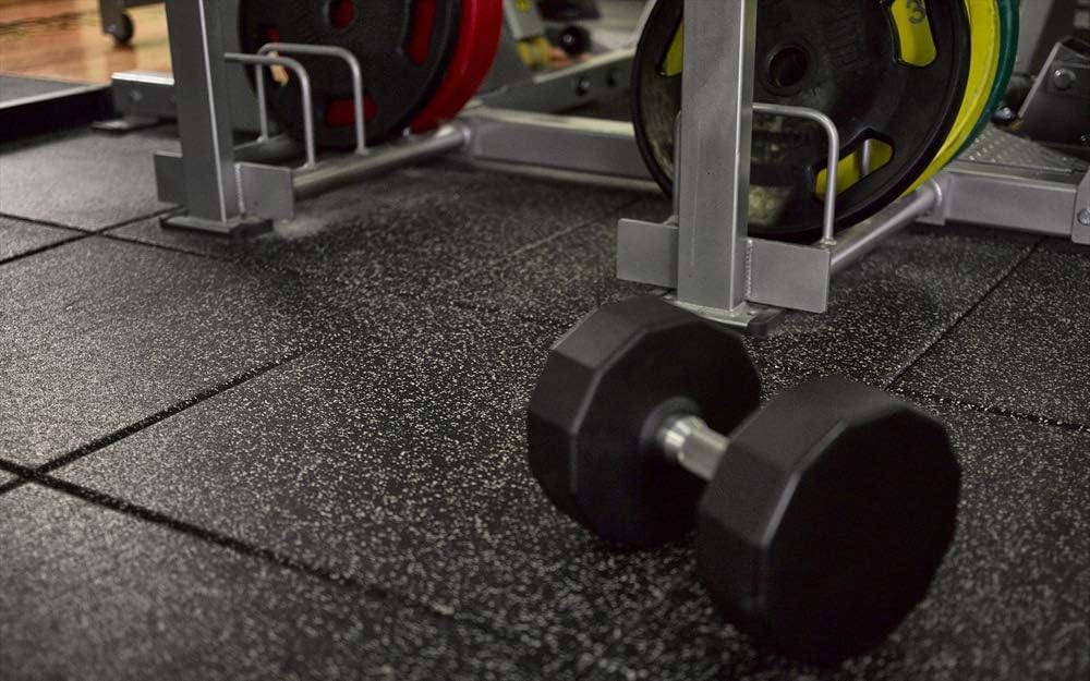 American Floor Mats - Extreme Rubber Gym Tiles - 1 Inch Thick Colorful Rubber Gym Tiles - Superior Shock and Sound Absorbing Tiles - Solid Black 10 Tile Pack (Covers 40 Sq Ft)