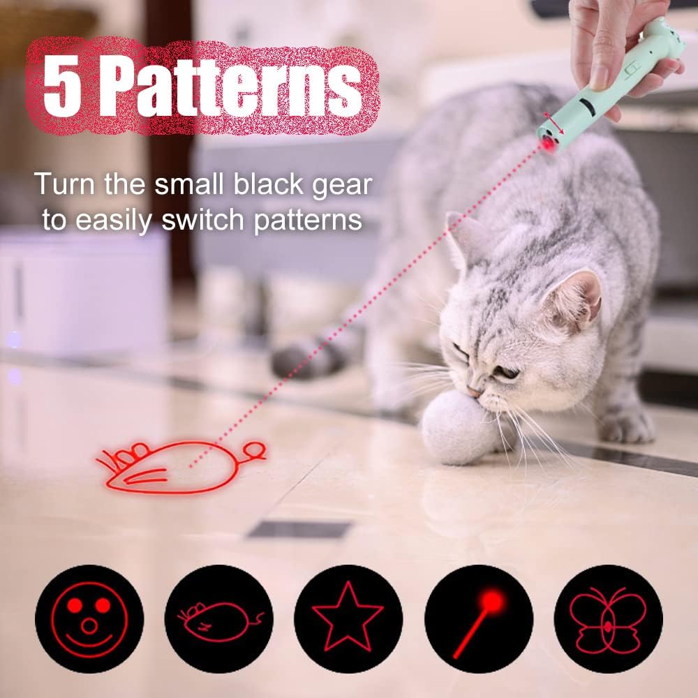 PARTSPOWER Laser Pointer Interative Cat Toy for Cats to Chase, Rechargeable Red Laser Light Pointer Exercises Training Tool for Kittens Cats Dogs (White)