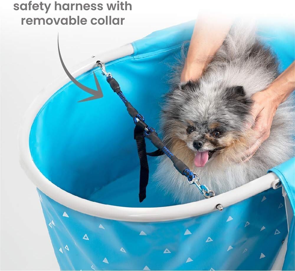 Little Dipper Dog Bath Tub and Wash Station for Bathing Shower and Grooming, Elevated Foldable and Portable, Indoor and Outdoor, for Small and Medium Size Dogs, Cats and Other Pet (Blue)