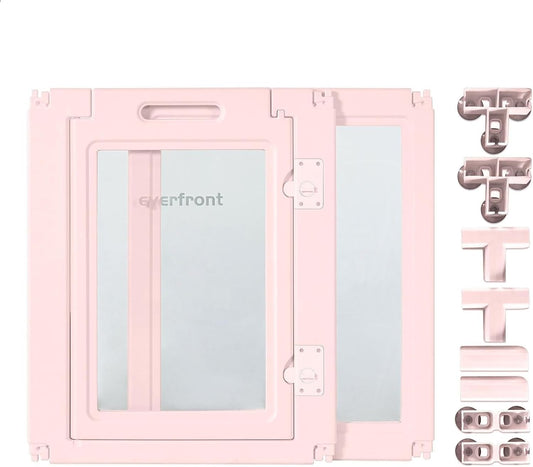 30.3“H 2PCS Extension Kit - Door+Panel, T-Buckles for Compartment, Expandable Clear Dog Play Pen Acrylic Dog Playpen Indoor,for Puppy Cat Bunny Small & Medium Dogs (Pink-30.3" H, 2PCS)