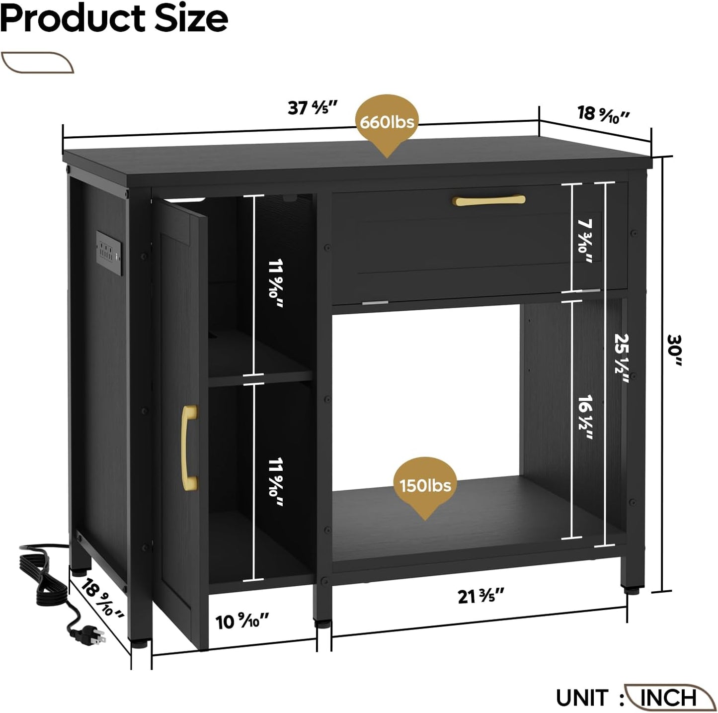 Bestier 40-50 Gallon Fish Tank Stand with Power Outlet&LED Light, 37x18 Heavy-Duty Metal Aquarium Stand with Cabinet&Drawer for Accessories Storage, Suit for Reptile/Turtle Terrarium,660Lbs Capacity
