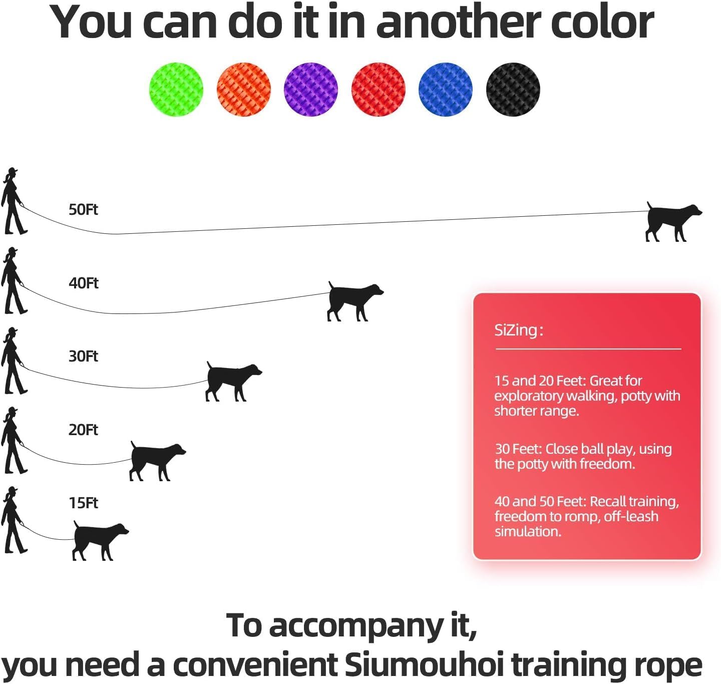 Dog/Puppy Obedience Recall Training Agility Lead - 15ft 20ft 30ft 40ft 50ft Training Leash - Great for Play, Camping, or Backyard (Pink, 40 Feet)