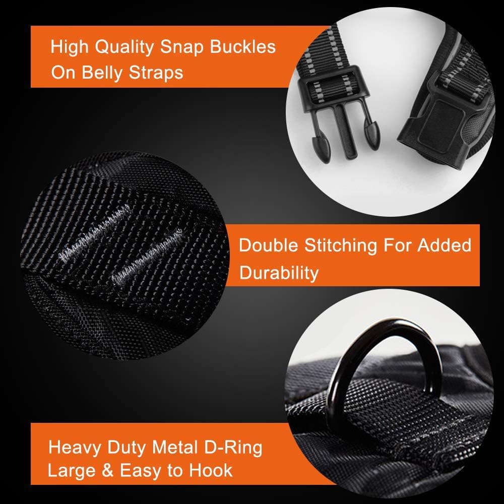 PHOEPET No Pull Dog Harness Reflective Adjustable with 2 Metal Leash Hooks and Soft Training Handle [Over The Head Design](S, Grey)