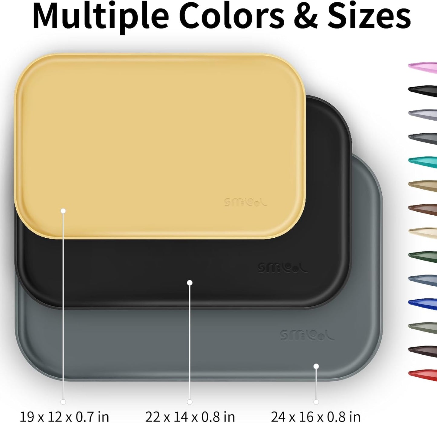 Silicone Pet Feeding Mat with Raised Edge for Food and Water, Dog Bowl Mats, Cat Bowls Placemat with High Lip for Floor Waterproof, Rubber Tray for Cats and Dogs 24 x 16 x0.8 Black