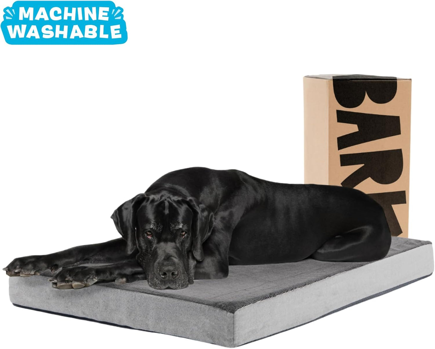 Barkbox Orthopedic Dog Bed with Memory Foam, Premium Comfort for Dogs and Puppies, Dog Bed for Joint Relief and Restful Sleep, Durable and Easy to Clean - Grey, XXL