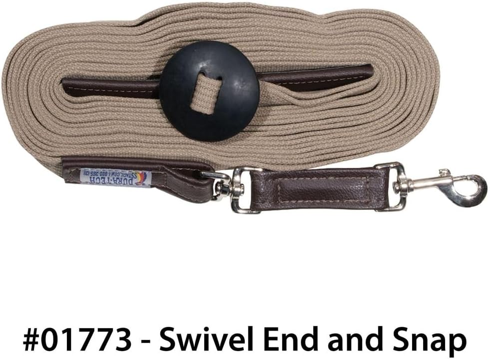 Schneiders Dura-Tech German Web Cord Lunge Line for Horses | Soft Grip Ribbed Webbing | Lightweight & Durable | Nickel-Plated Snap or Chain Options | Lunge Line with 30" Chain
