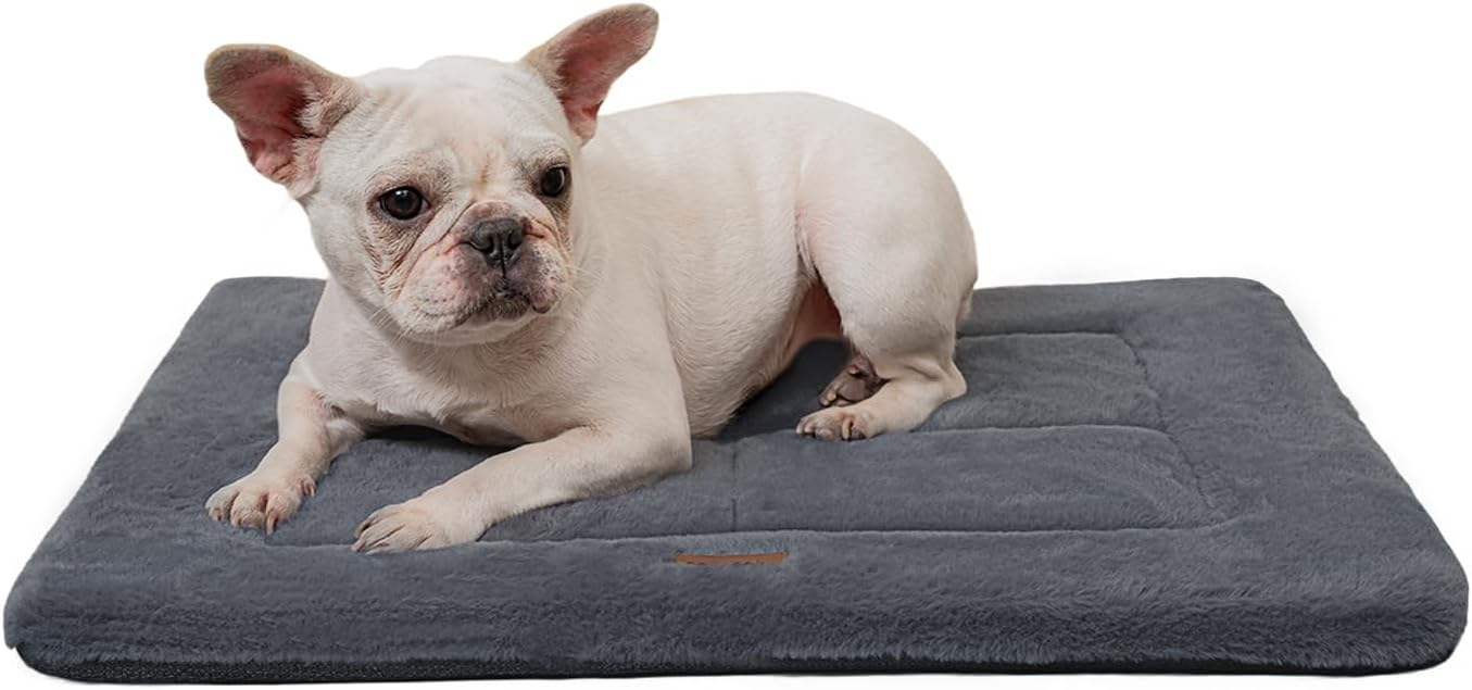 Made4Pets Dog Crate Pad Bed for Small Dogs, Washable & Reversible, Anti-Slip Kennel Mat for Cozy Sleeping, Soft Fluffy Dog Bed for Indoor & Outdoor Use, 24"x18", Dark Gray