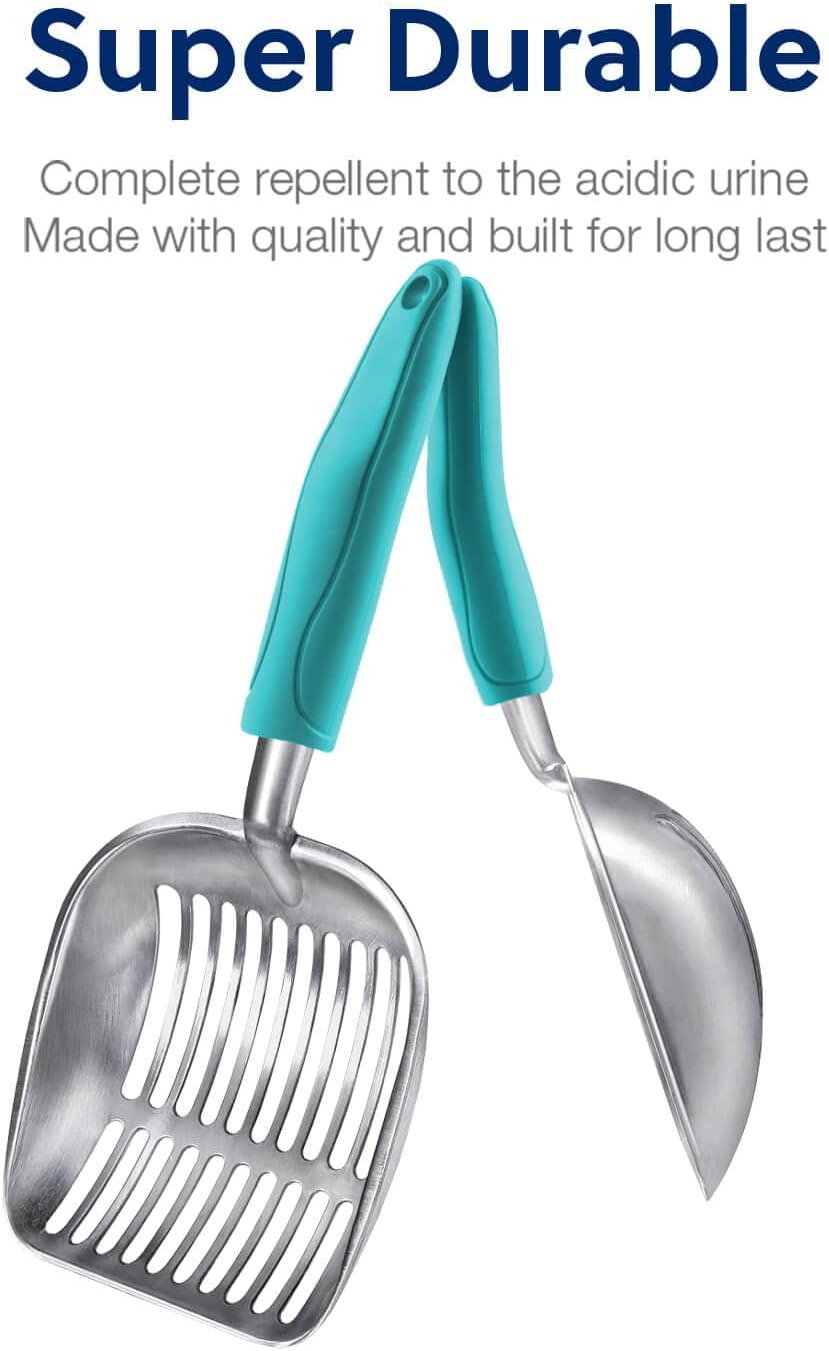 WePet Cat Litter Scoop, Aluminum Alloy Sifter, Kitty Metal Scooper, Deep Shovel, Long Handle, Poop Sifting, Kitten Pooper Lifter, Durable, Heavy Duty, for Litter Box