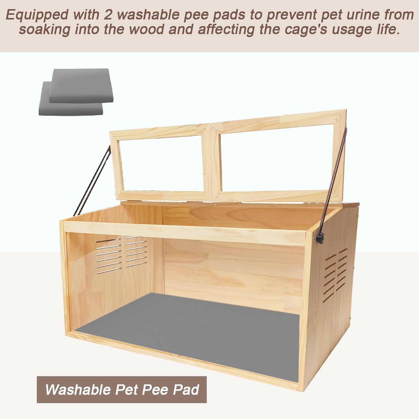 Wooden Hamster Cage,48" Lx20 Wx20 H，Animal Cabinet for Dwarf Syrian Hamsters Degus, Hamster Habitat with Openable Top and Large Acrylic Sheets.