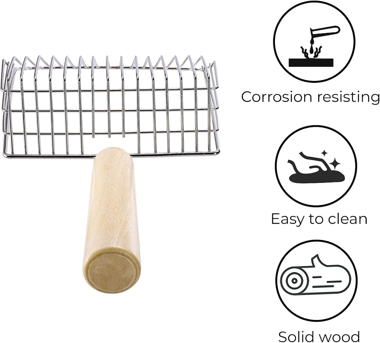 Hiceeden Set of 2 Cat Litter Scoop with Holder, Metal Kitty Litter Scoop Holder with Wooden Handle, Cat Poop Scooper for Kitten Litter Box, Fast Sifting, Gray and Blue