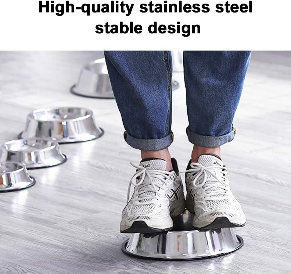 Stainless Steel Dog Bowls, 1.5 Cup/12oz Cat Bowl Water and Food with Rubber Base, Pet Bowls for Small Dogs, Cats, Puppy, Rabbit and Kitten, 3Pack