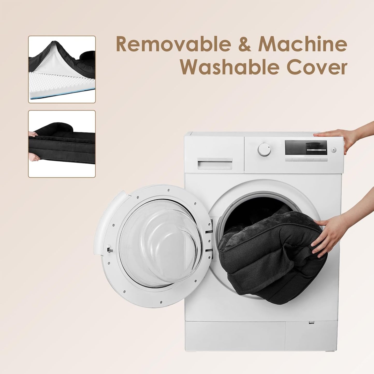 EHEYCIGA Orthopedic Dog Beds for Extra Large Dogs, Waterproof Memory Foam XL Dog Bed with Sides, Non-Slip Bottom and Egg-Crate Foam Big Pet Couch Bed with Washable Removable Cover, Black