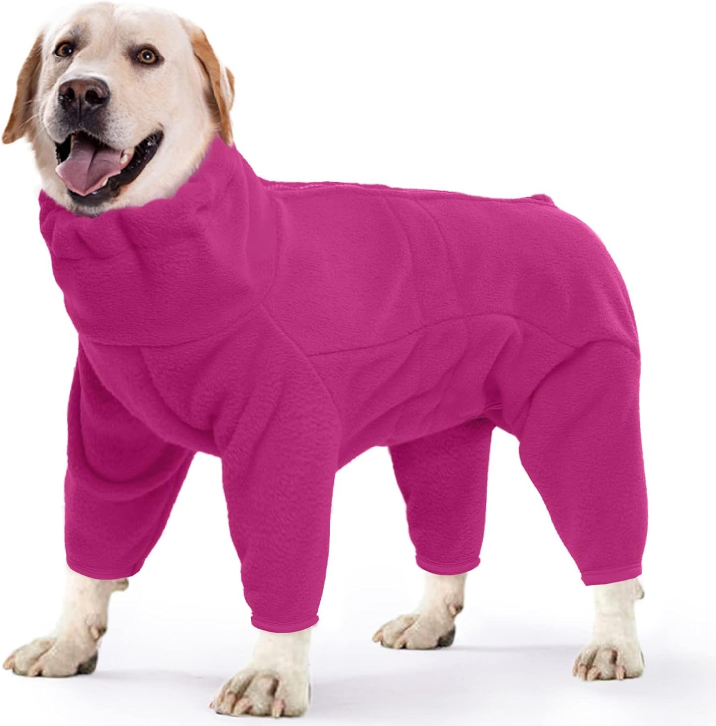 ROZKITCH Full Body Dog Coat, Pet Windproof Warm Cold Weather Jacket Vest Cozy Jumpsuit Apparel Outfit Clothes for Small Medium Large Dog Walking Hiking Sleep Pink XL