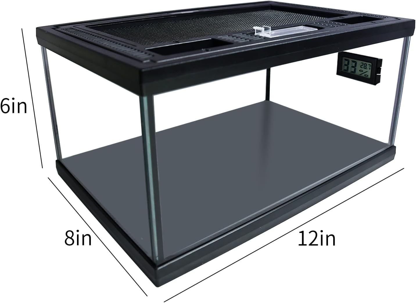 Reptile Glass Terrarium Tank 12"*8"*6",Small Cage Full View with Top Screen Ventilation Habitat Enclosure for Tarantula,Frog,Gecko,Insects,Spiders,Snakes,Hermit Crab,Turtle,Ball Python