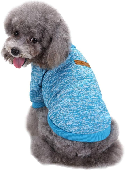 Jecikelon Dog Clothes Dogs Sweater Soft Puppies Clothing Winter Puppy Sweaters Warm Outfit for Dogs Small XXS XS Cat Apparel (Light Blue, XS)