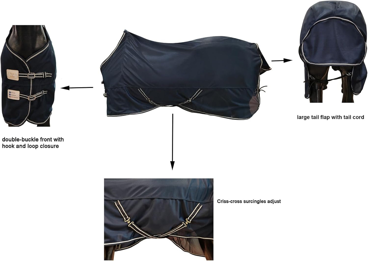 BARN & STABLE Breathable and Tear-Resistant Horse Fly Sheet with UV Protection Equine Summer Sheet Horse Fly Blanket with Removable Web Leg Straps