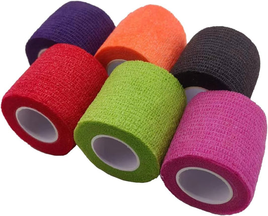 Self Adhesive Tape Wrap- 6 Rolls,Non-Woven Self Adherent Vet Wrap Tape,2in x 5Yard | Cohesive Bandage Tape for Wrist & Ankle,Elastic Grip Cover (6Colors-6ROLLS)