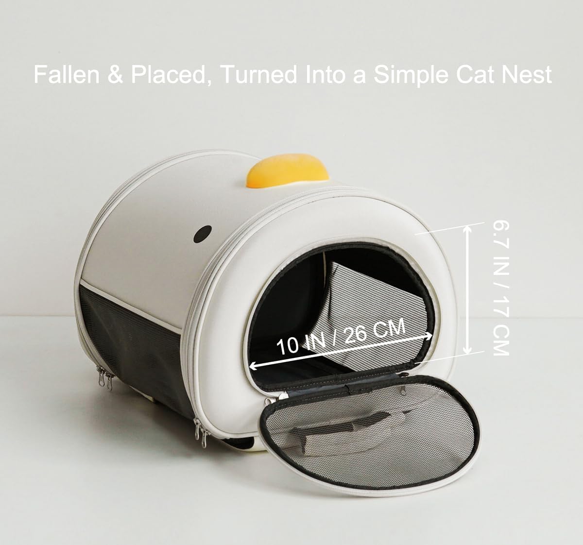 PURROOM Cat Carrier Backpack, Pet Backpacks for Carrying Small Dogs, Cute Design. Upper Cover & Side Ventilation Soft Mesh & Safety Straps. Used for Travel, Hiking, Car, Go to Vet, Outdoor.