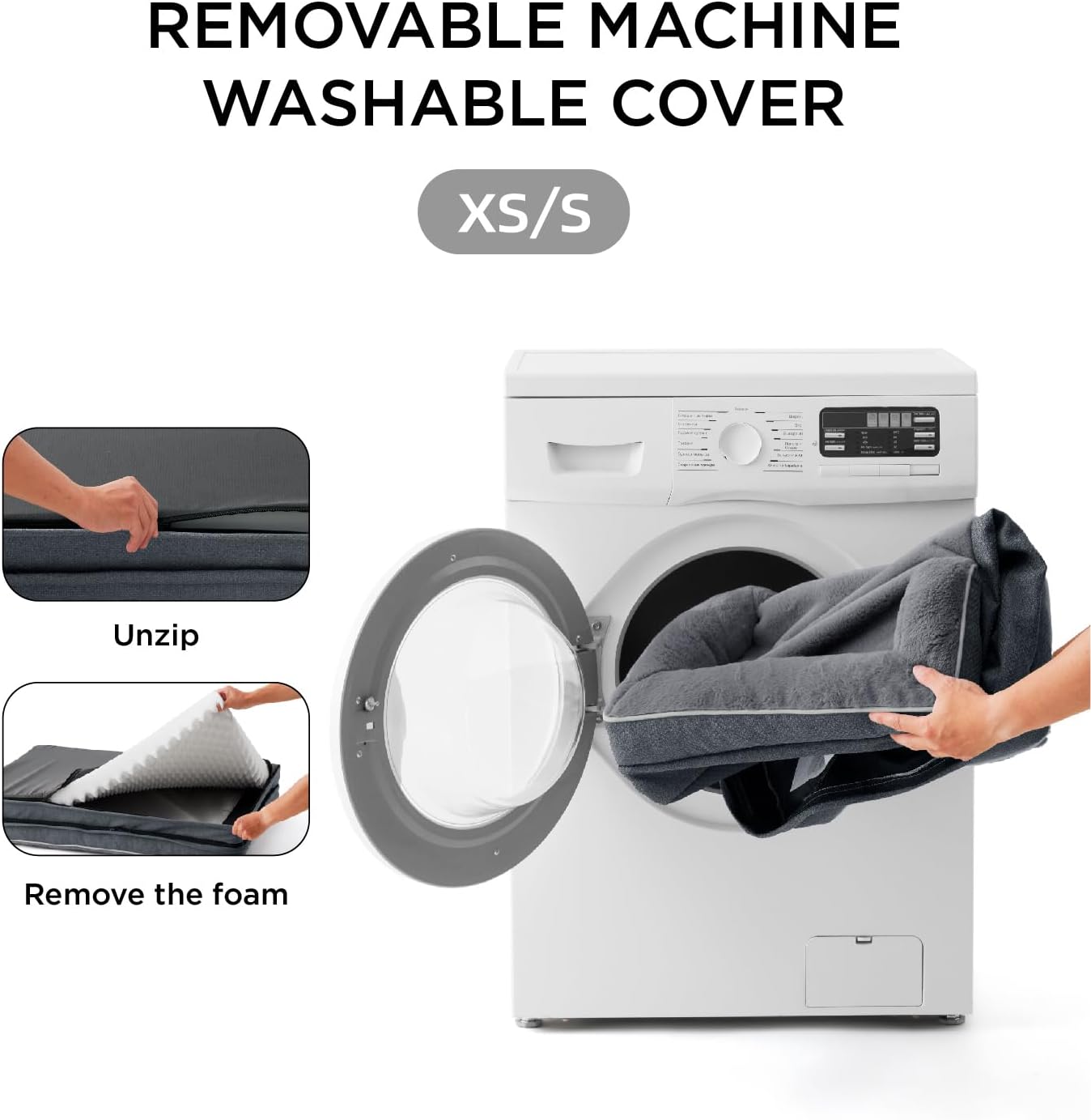 Made4Pets Orthopedic Dog Bed for Medium Dogs, Supportive Foam Medium Pet Bed Sofa with Washable Removable Cover, Waterproof Dog Couch Bed, Non-Slip Bottom and Egg-Crate Foam, Grey