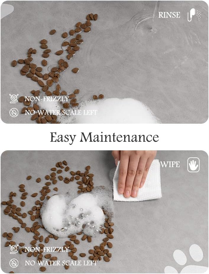 Pet Feeding Mat-Absorbent Dog Mat for Food and Water Bowl-No Stains Quick Dry Water Dispenser Mat-Dog Accessories Pet Supplies-Bowl for Messy Drinkers（LIGHTGREY,17"x28"