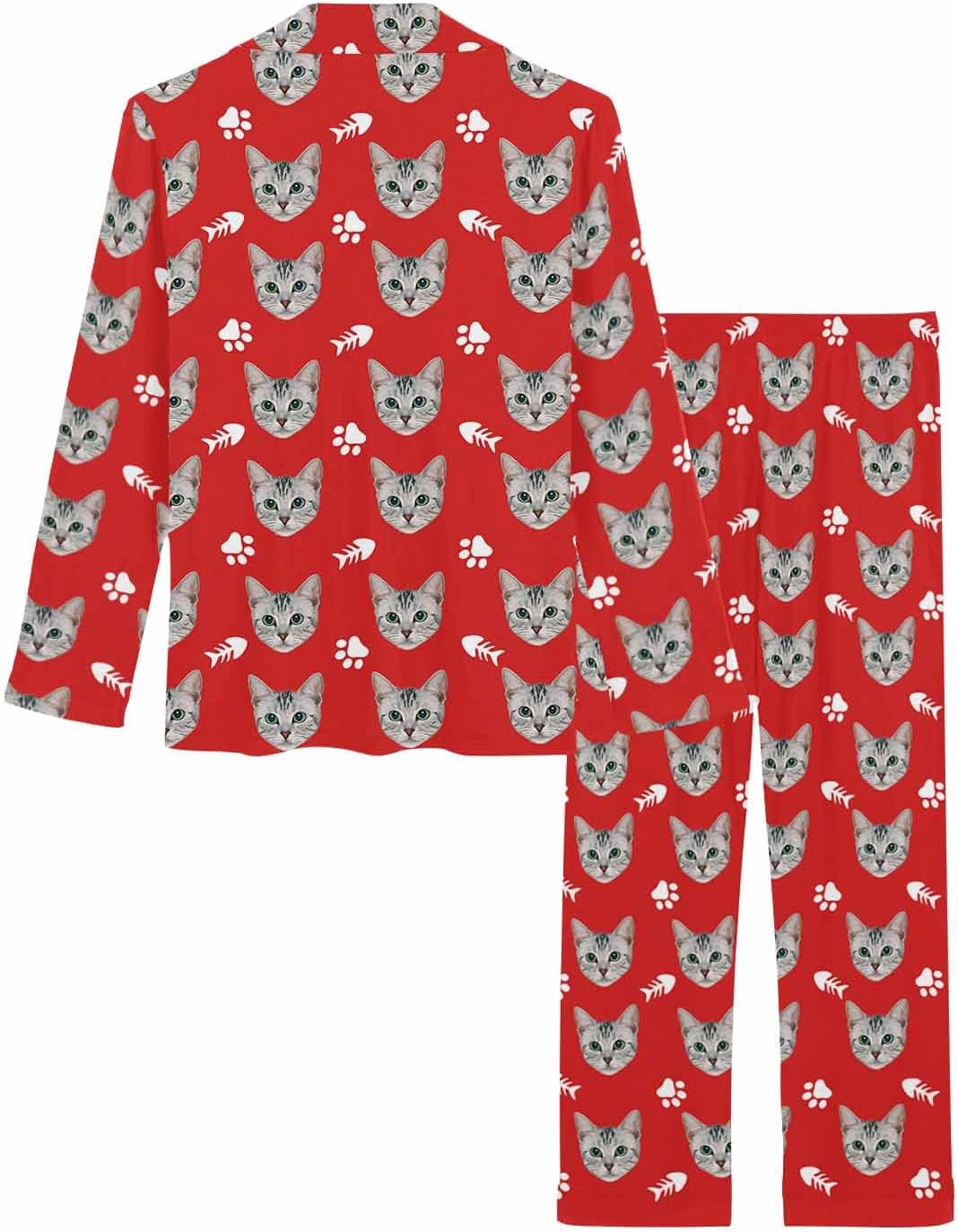 MyPupSocks Custom Face Pajamas for Women Set, Personalized Photo Long Sleepwear XS-XXL