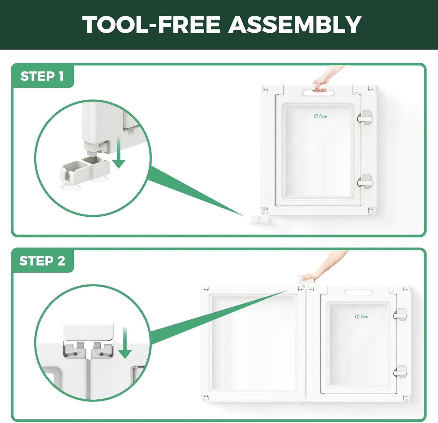 FXW AuraSpace Acrylic Indoor Unleashed Dog Playpen for Puppies and Small Dogs, 24 Inch, 10 Panels, White