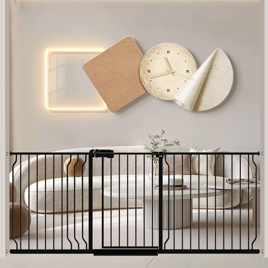 Fairy Baby Extra Wide Baby Gate 76.3-81.1 Inch Wide, Walk Through Pressure Mounted No Drill, Long and Large Tension Gate for Pet and Kids