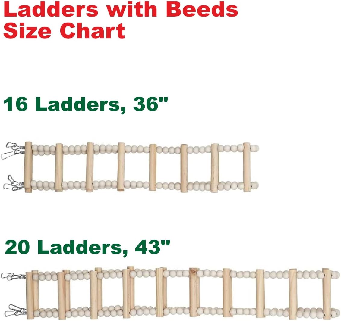 SIMENA Wooden Climbing Ladder for Birds & Hamsters, Interactive Swing & Ladder Toys for Small Pets – Ideal for Hamsters, Birds, Parrots, Squirrels, and Sugar Gliders (16 ladders, 36")