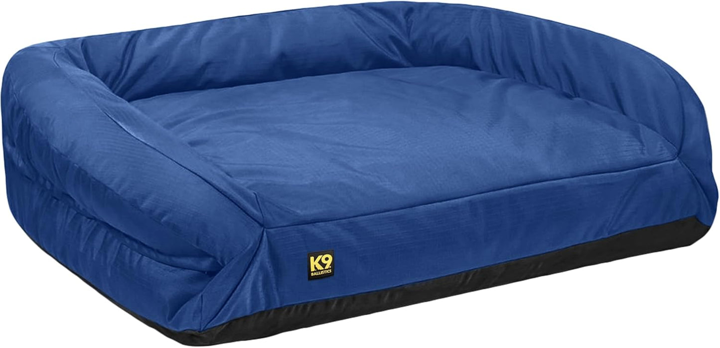 K9 Ballistics Tough Orthopedic XX-Large Bolster Dog Bed - Washable, Durable and Water Resistant Dog Bed - Made for (XXL) Big Dogs, 68"x40", Blue Quartz