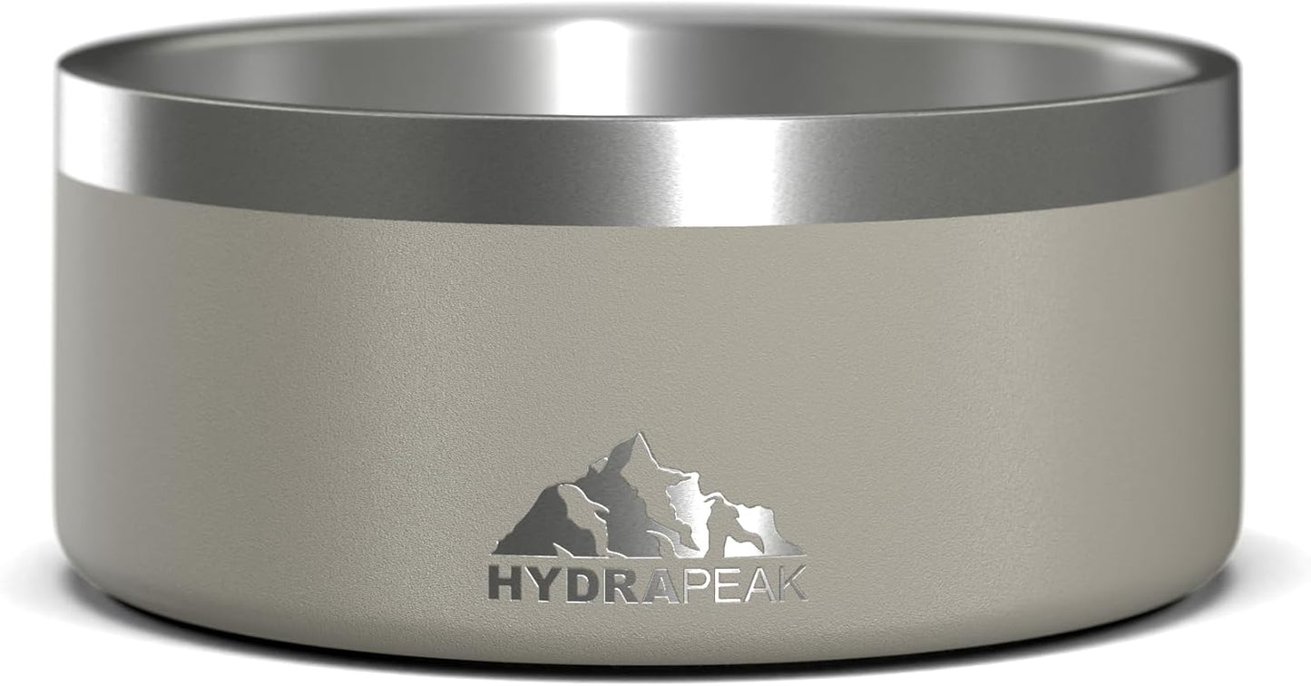 Hydrapeak Dog Bowl; Non Slip Stainless Steel; Water and Food Dish; Large Sized and Small Dogs; 32oz 64oz; Multiple Sizes; 4 Cup | Stone