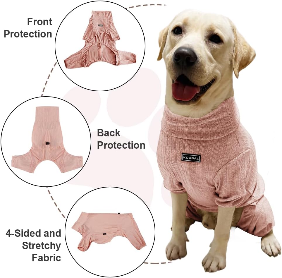 Dog Pyjamas PJS Sweater Clothing and Loungewear Suitable for Large to Giant Breeds of Dogs, Neutering Suits, Extra-Large Stretch Fabric, Four-Legged Dogs Clothes (Sweater Pink, 6XL)