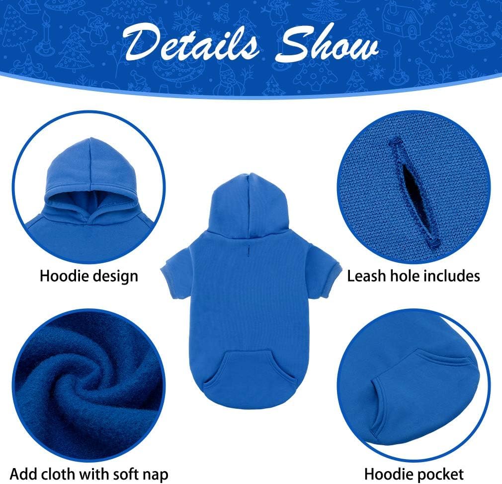 KOOLTAIL Basic Dog Hoodie - Soft and Warm Dog Hoodie Sweater with Leash Hole and Pocket, Dog Winter Coat, Cold Weather Clothes Sweatshirt for Small Medium Large Dogs Puppy Cat Boys Girls Blue XL/XXL