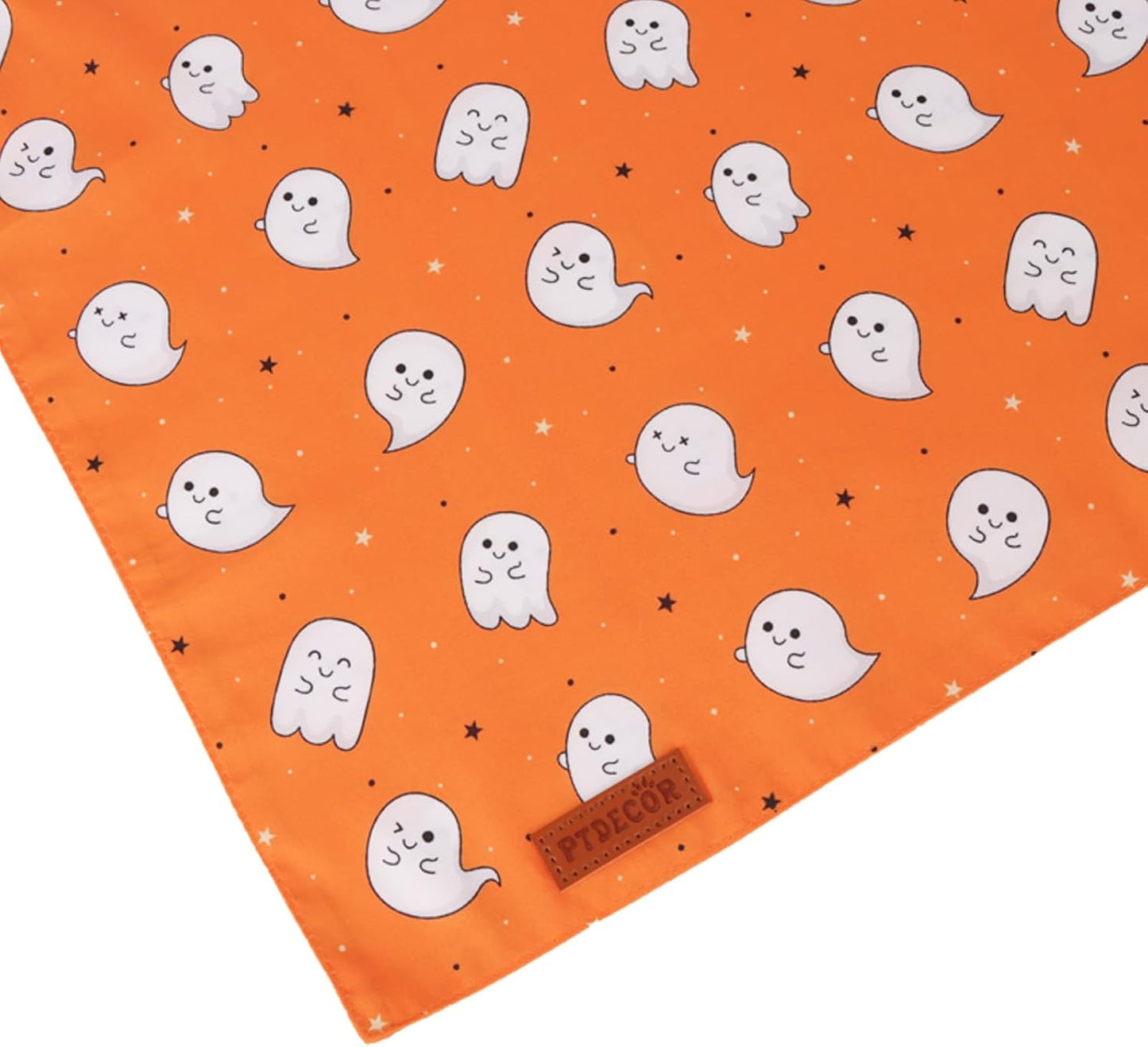PTDECOR Halloween Dog Bandana, Cute Ghost Pumpkin Design Reversible Holiday Pet Scarf, Adjustable Orange Yellow Halloween Bandanas for Small Dogs Puppies Cats(Small)