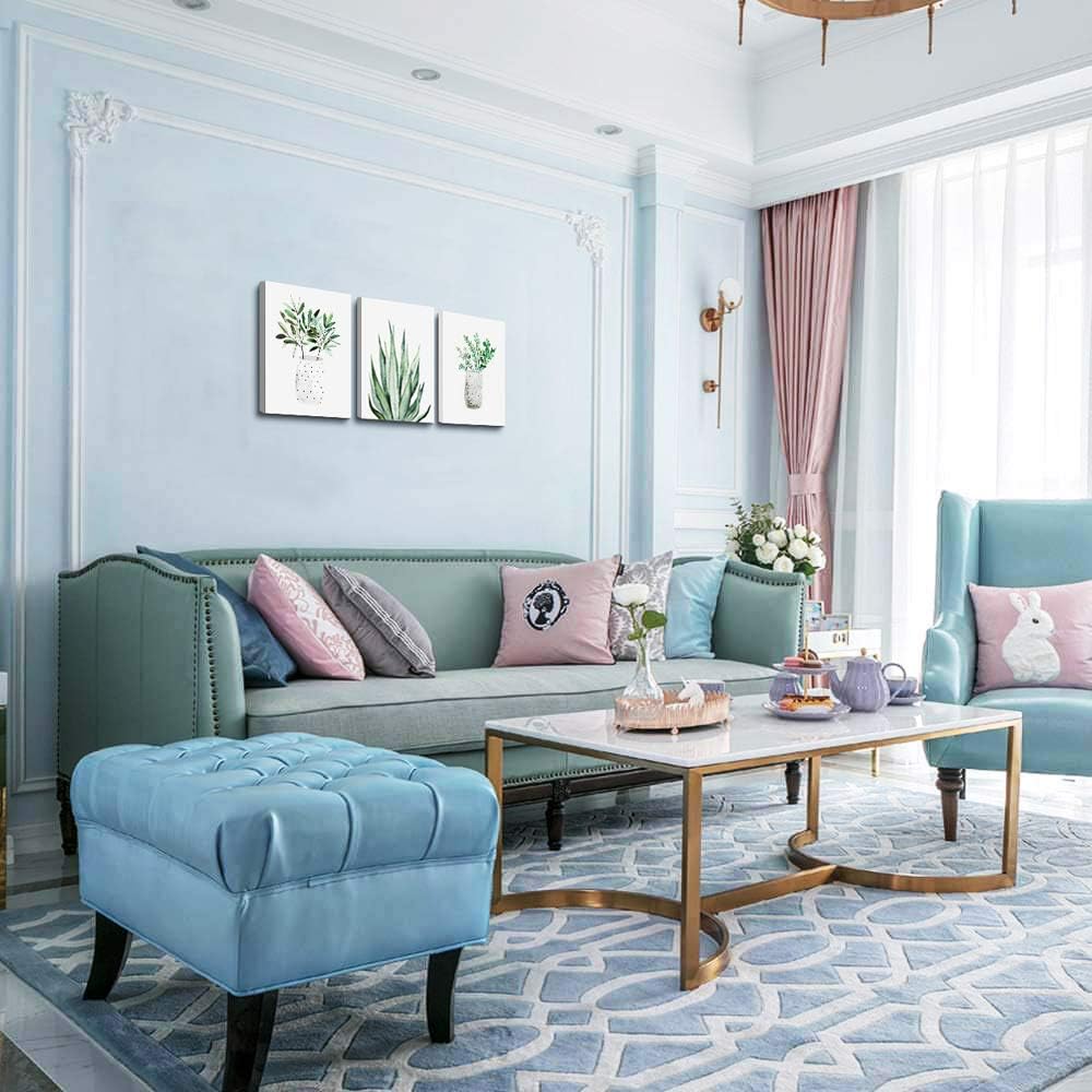 farmhouse Wall Art painting for dining room bathroom Abstract Canvas art family Wall decor for Bedroom kitchen Wall Decoration Living Room decor art Green Leaf pictures Artwork for home walls 3 piece