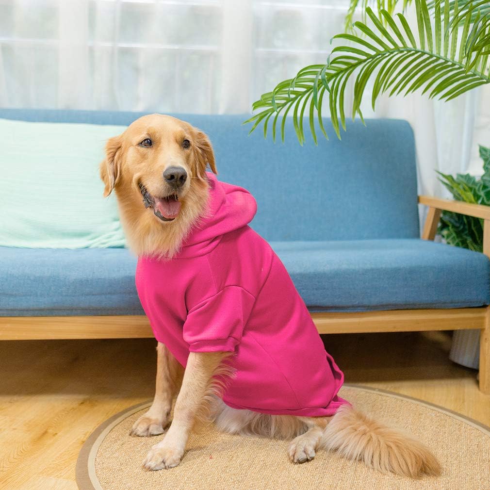 KOOLTAIL Basic Dog Hoodie - Soft & Warm Dog Hoodie Sweater with Leash Hole and Pocket, Dog Winter Coat, Cold Weather Clothes Sweatshirt for Small Medium Large Dogs Puppy Cat Boys Girls Deep Pink XXL