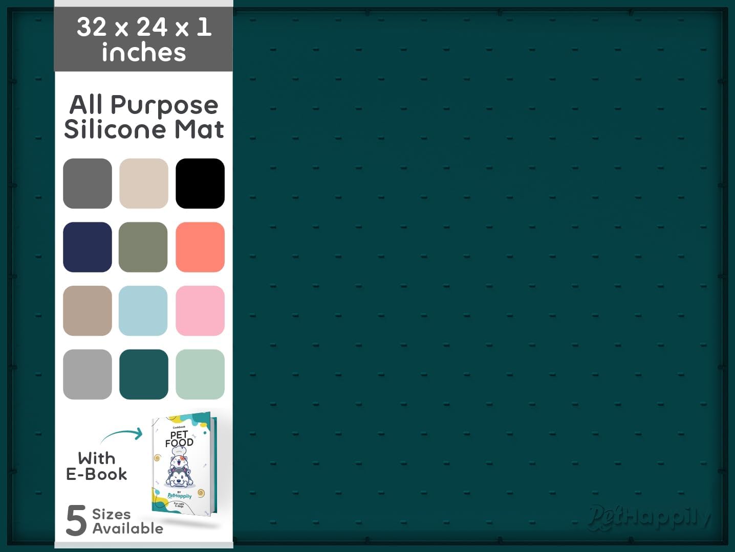 32x24x1” XL Dog Food Mat - All Purpose Under Sink Liner, Washer and Dryer Covers for The Top, Silicone Griddle Mat for Blackstone - Raised Edges Dog Mat for Food and Water Prevent Spill, Waterproof