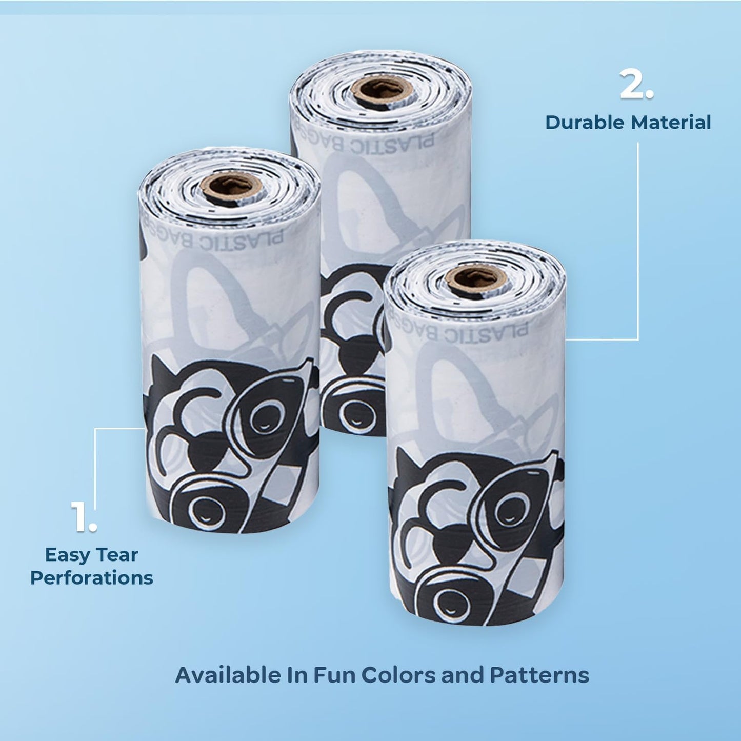 Best Pet Supplies Dog Poop Bags (240 Bags) for Waste Refuse Cleanup, Doggy Roll Replacements for Outdoor Puppy Walking and Travel, Leak Proof and Tear Resistant, Thick Plastic - White