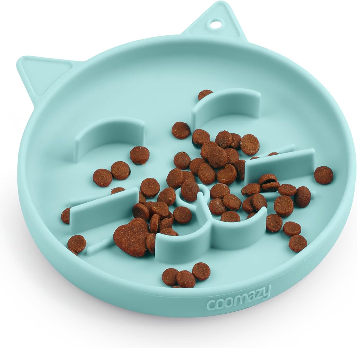 Coomazy Silicone Slow Feeder Dog Cat Bowls, Interactive Puzzle Toy for Pets Dry/Wet Food Training, Keeps Dogs Cats Busy, Prevents Puppy Kitty Overeating (Cyan, 0.8 Cup)